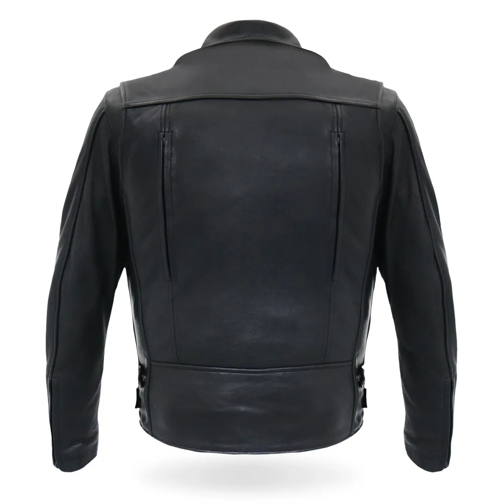 Chaud Leathers JKM5008 Men's USA Made Black Premium Leather vented Motorcycle Biker Jacket