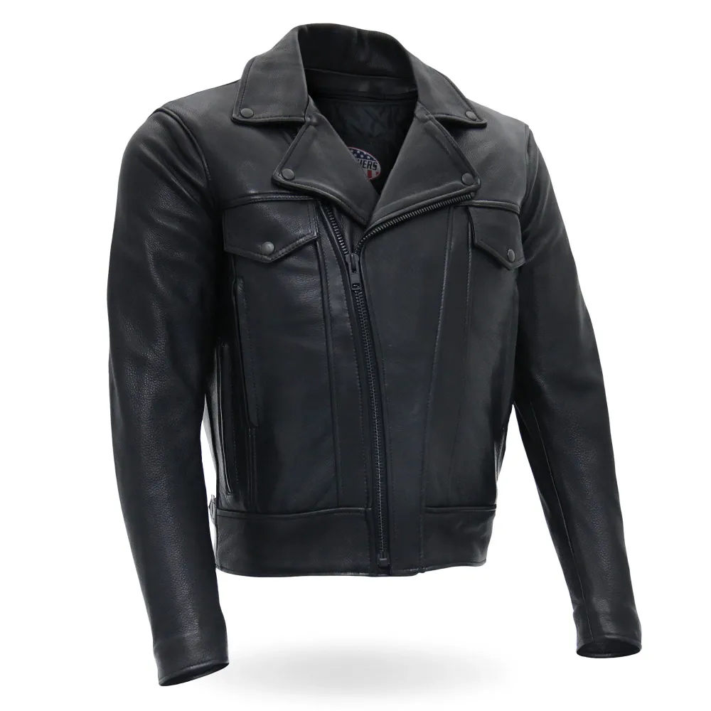 Chaud Leathers JKM5008 Men's USA Made Black Premium Leather vented Motorcycle Biker Jacket