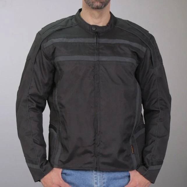 Hot Leathers JKM1023 Men’s Black Biker High Visibility Polyamide Motorcycle Jacket Concealed Carry Pocket