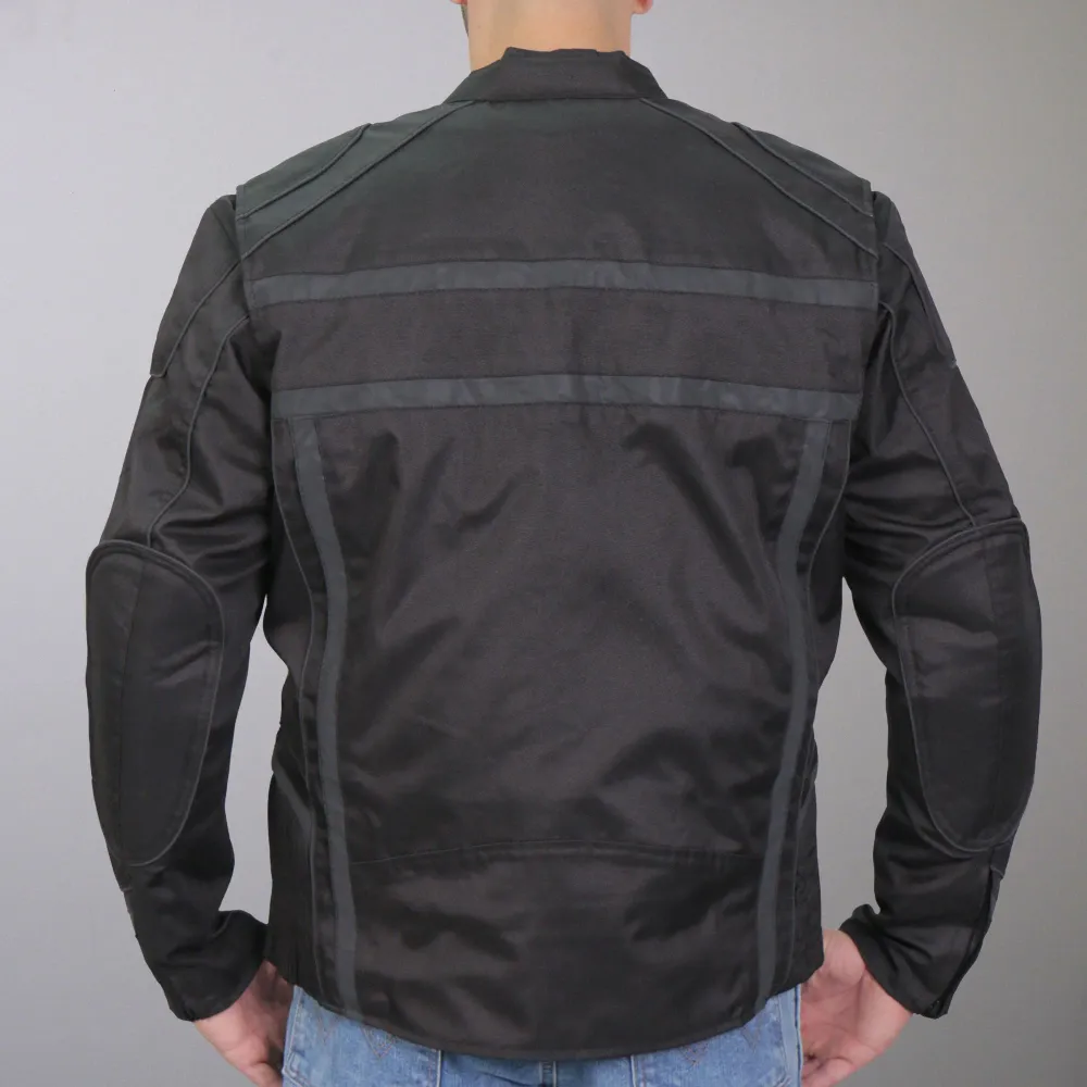 Hot Leathers JKM1023 Men’s Black Biker High Visibility Polyamide Motorcycle Jacket Concealed Carry Pocket