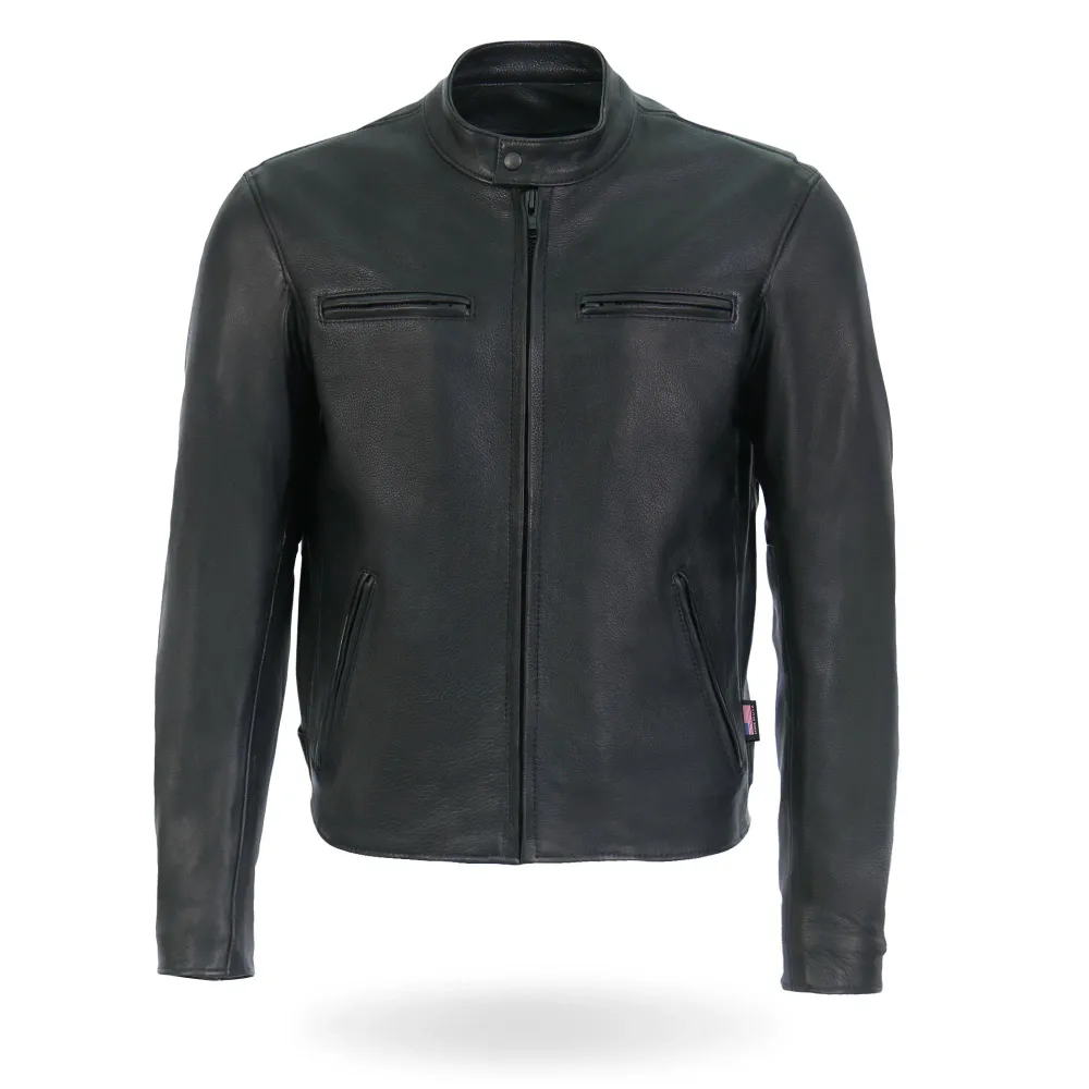 Hot Leathers JKM5001 Men's USA Made Premium Cuir véritable Motorcycle Biker Racer Jacket