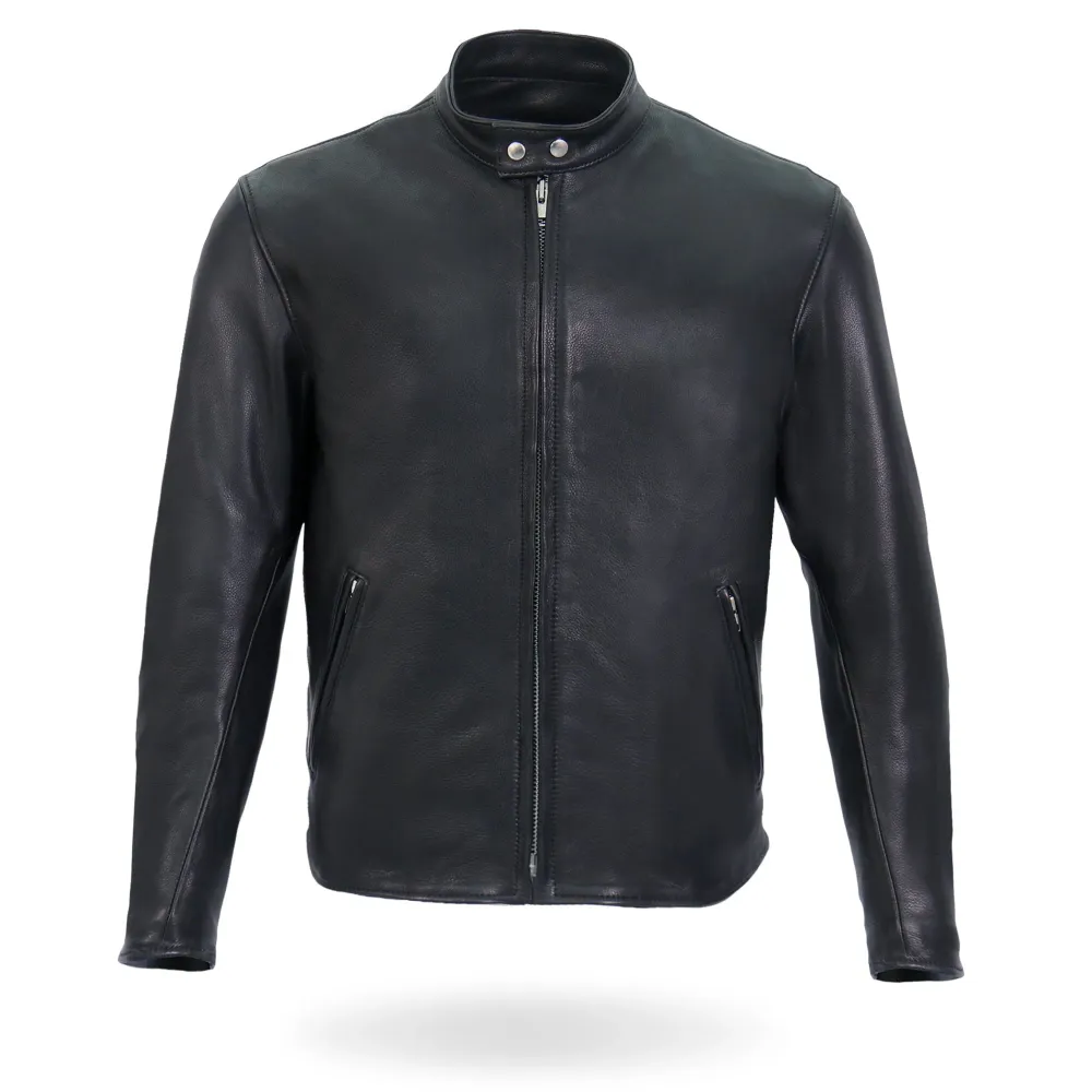 Hot Leathers JKM5006 USA Made Men's Noir jais Leather Motorcycle Biker Jacket