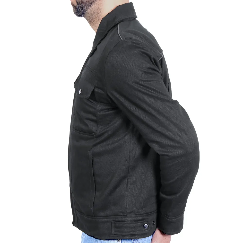 Hot Leathers JKM6001 Men's Noir jais Denim Armored Motorcycle Shirt Biker Jacket