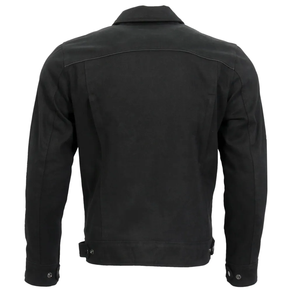 Hot Leathers JKM6001 Men's Noir jais Denim Armored Motorcycle Shirt Biker Jacket