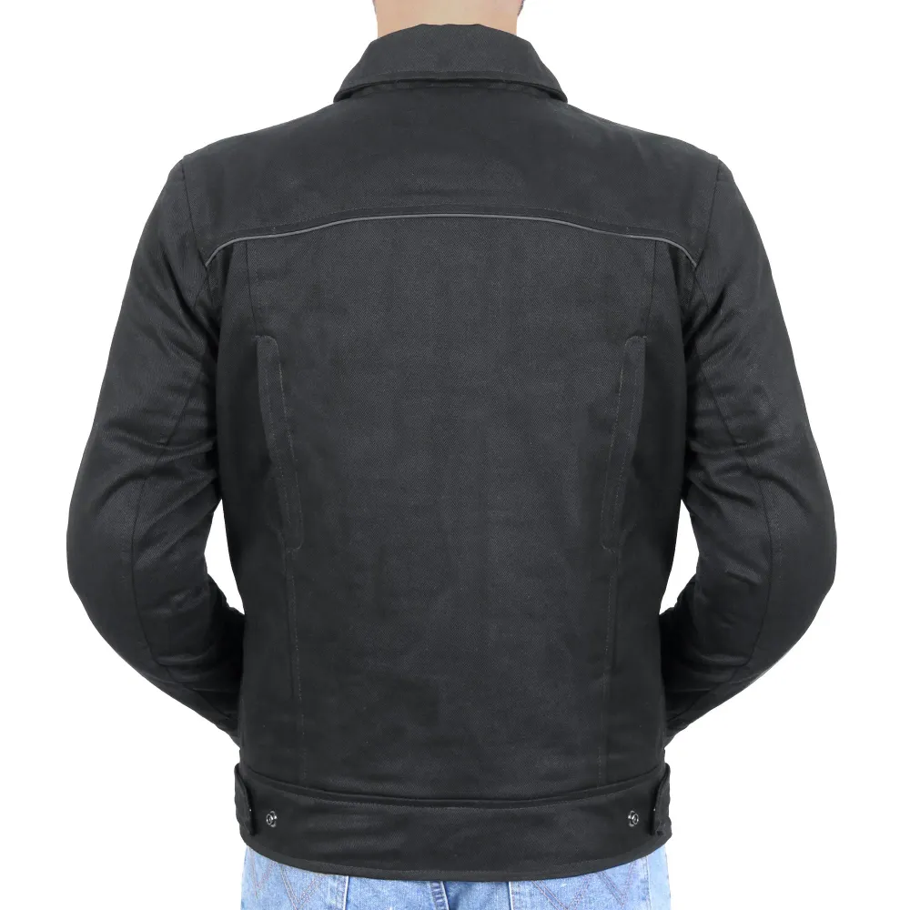 Hot Leathers JKM6001 Men's Noir jais Denim Armored Motorcycle Shirt Biker Jacket