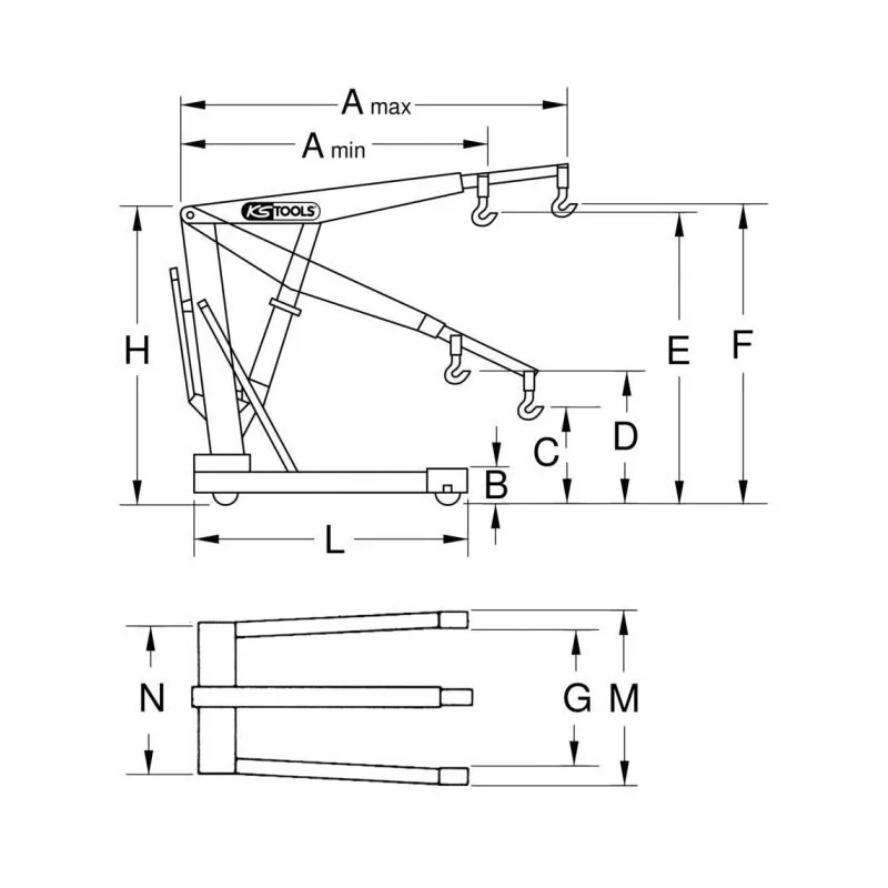 Grue mobile pliante habituel, 1t - KS TOOLS - 161.0020