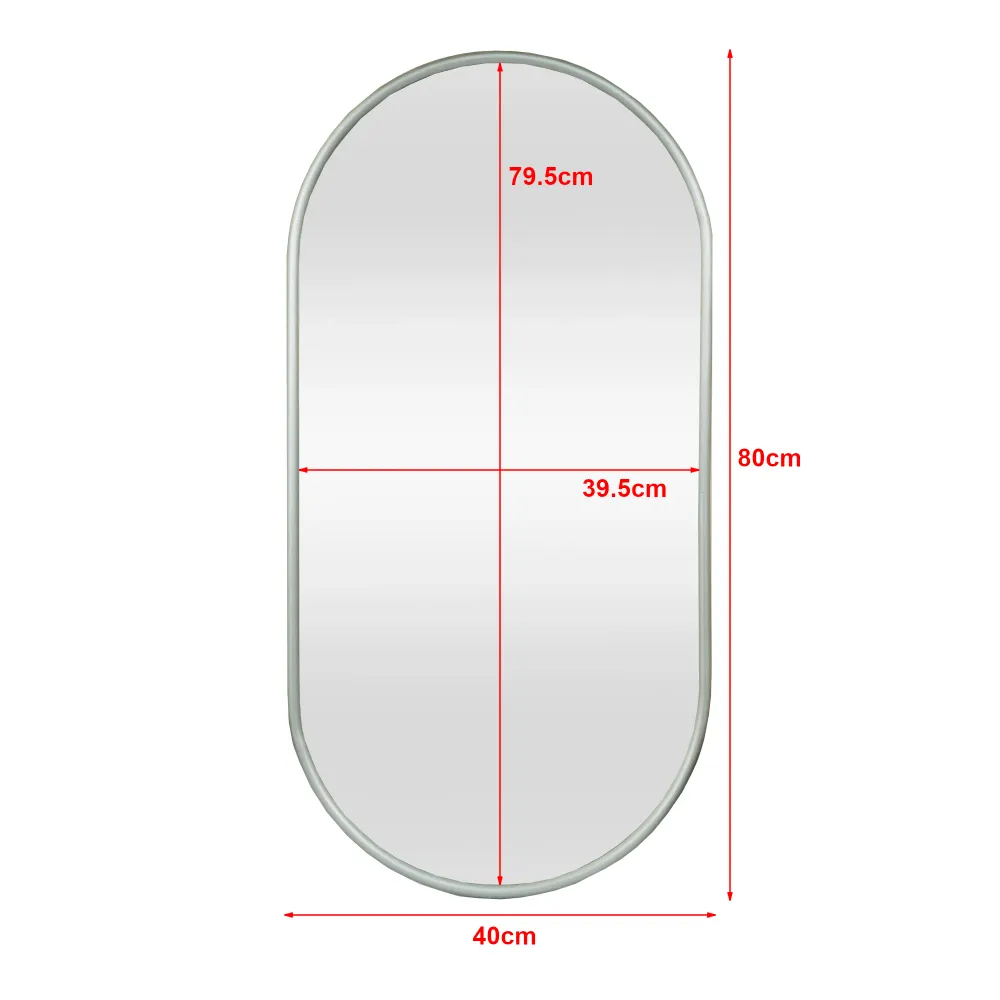 Miroir mural ovale 40 x 80 cm gris graphite 03_0007956