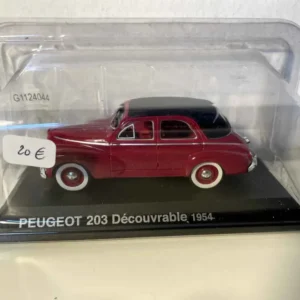 Peugeot 203 découvrable bordeaux et capote noire de 1954 (blister)