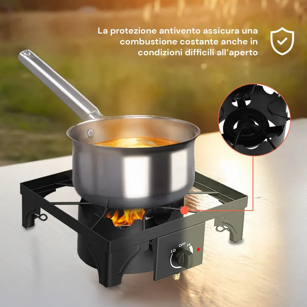 Régulateur de gaz Fornellone da Cottura Gas con Gambe Regolabili e Accensione Piezo 4,5 Kw