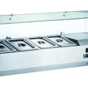 Furnotel - Vitrine positive vitrage droit pour 10 bacs GN 1/4 - 110 W - VRX201X