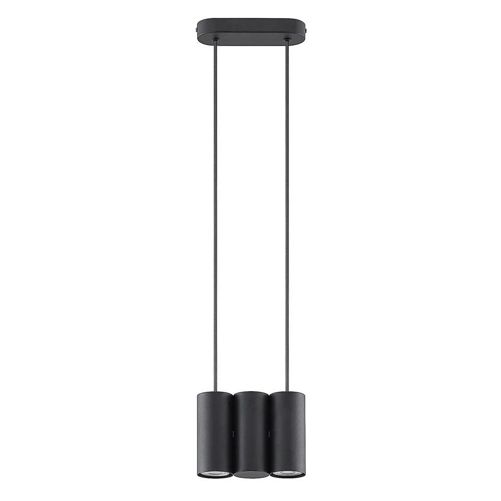 Lucande Cesur suspension, à trois lampes, noire