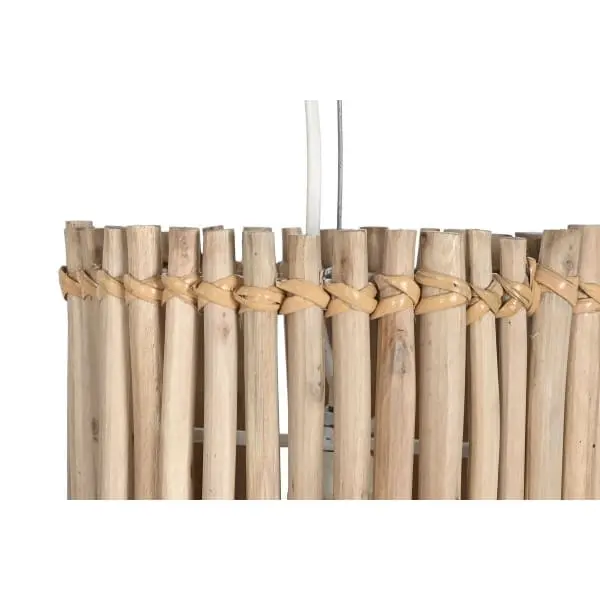Suspension Luminaire Tropicale 3 Ampoules en Troncs de Bois