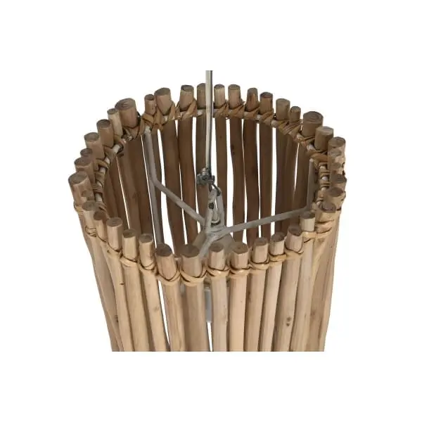 Suspension Luminaire Tropicale 3 Ampoules en Troncs de Bois