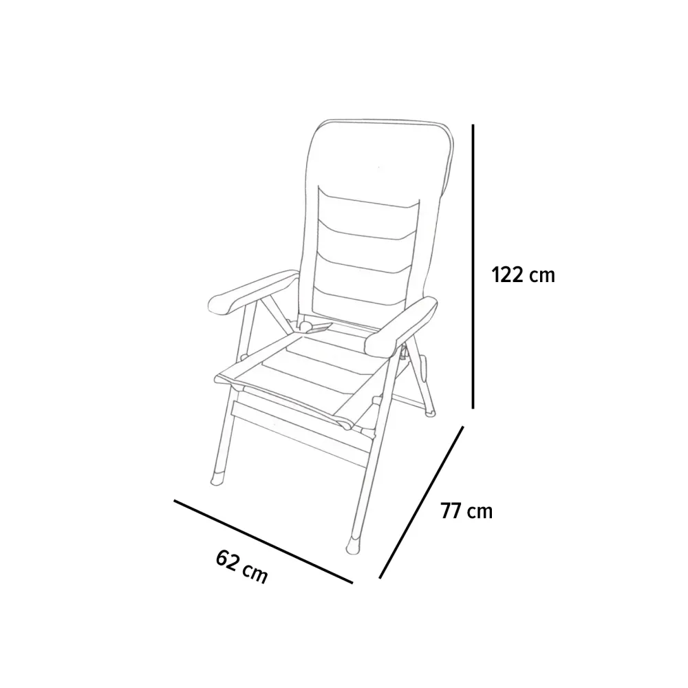 Rangement modulable Via Mondo Campingstuhl "Grande Cinzo" 7 fach verstellbar breite Armlehen kompaktes Packmaß