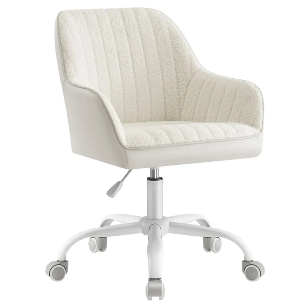 Chaise de bureau avec surface en tissu velours fauteuil pivotant siège ergonomique rembourrage en mousse hauteur réglable...