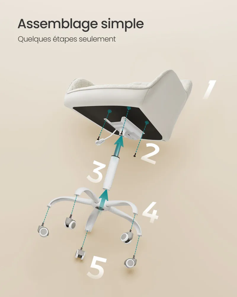 Chaise de bureau avec surface en tissu velours fauteuil pivotant siège ergonomique rembourrage en mousse hauteur réglable...