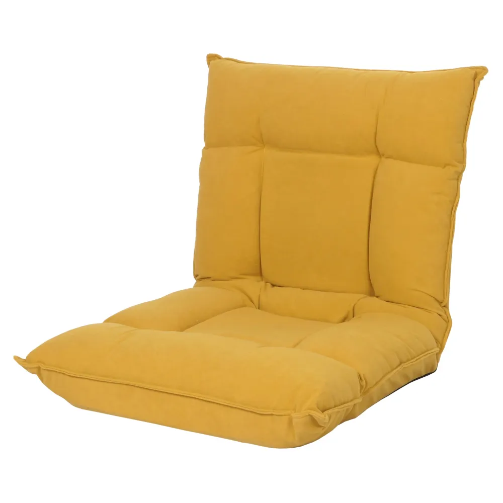 Chaise de sol dossier réglable sur 6 positions de relaxation cadre constant velours jaune 04_0006369