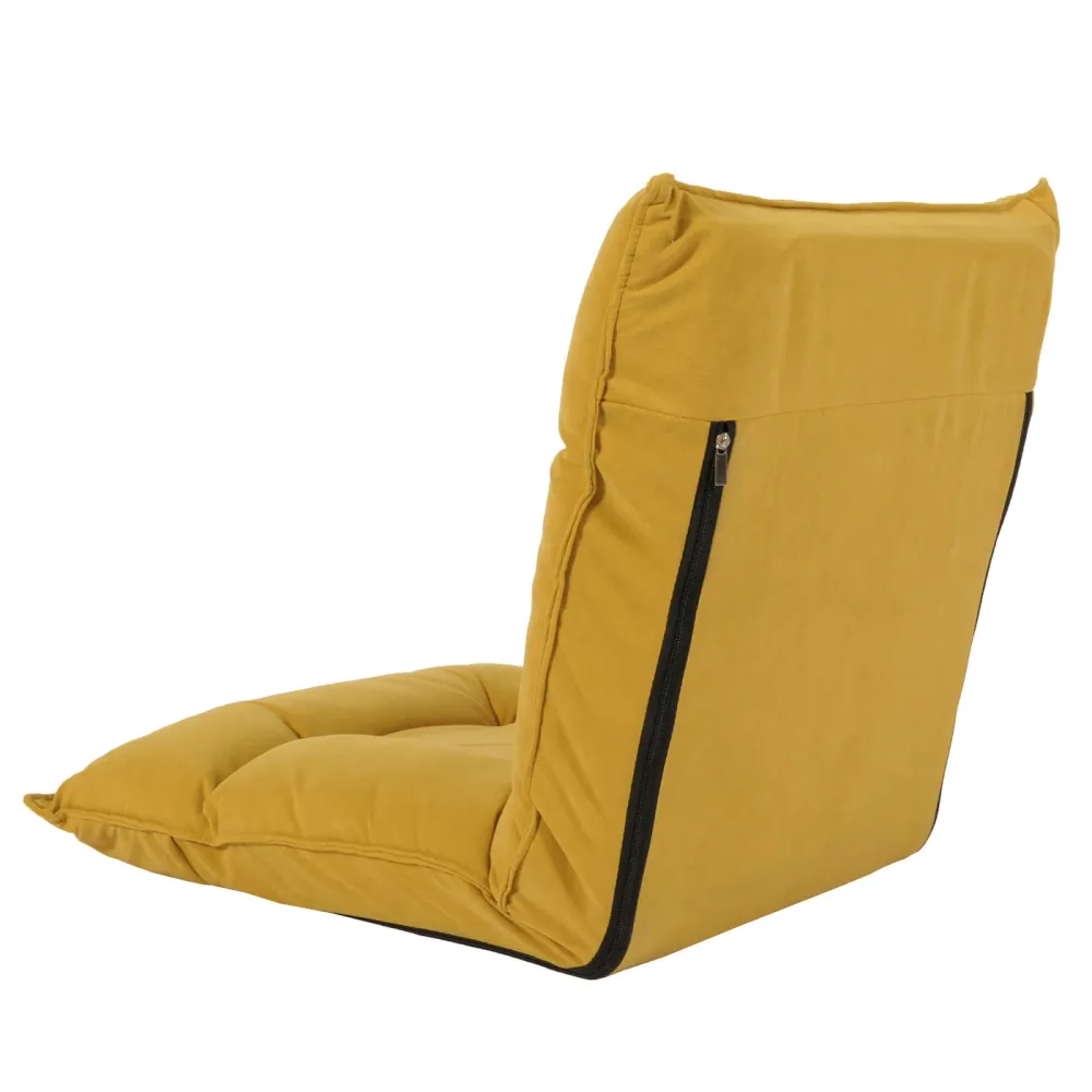 Chaise de sol dossier réglable sur 6 positions de relaxation cadre constant velours jaune 04_0006369