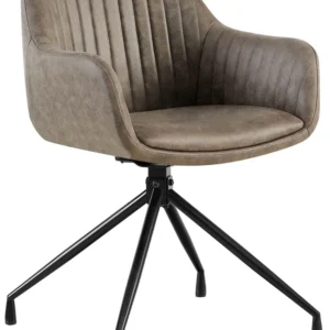 Fauteuil en velours gris à piétement étoile en métal noir – Chaise confortable style contemporain 10_0007704