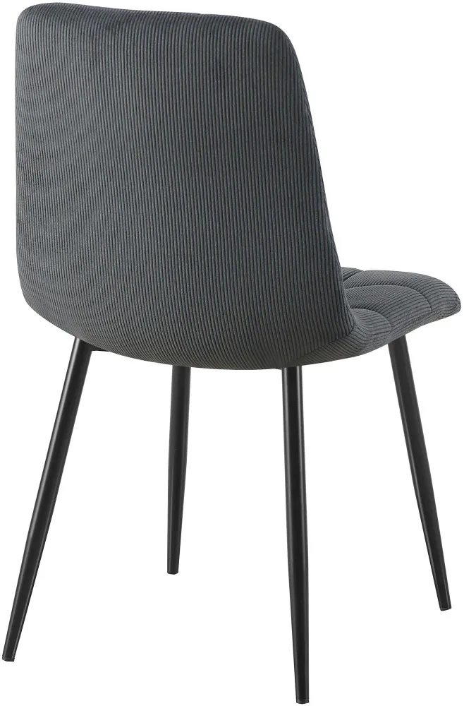 Lot de 4 chaises de salle à manger coutures décoratives carrées en velours côtelé noir et métal noir 10_0007642
