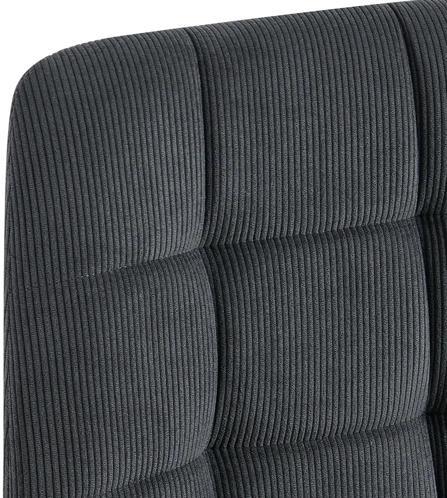 Lot de 4 chaises de salle à manger coutures décoratives carrées en velours côtelé noir et métal noir 10_0007642