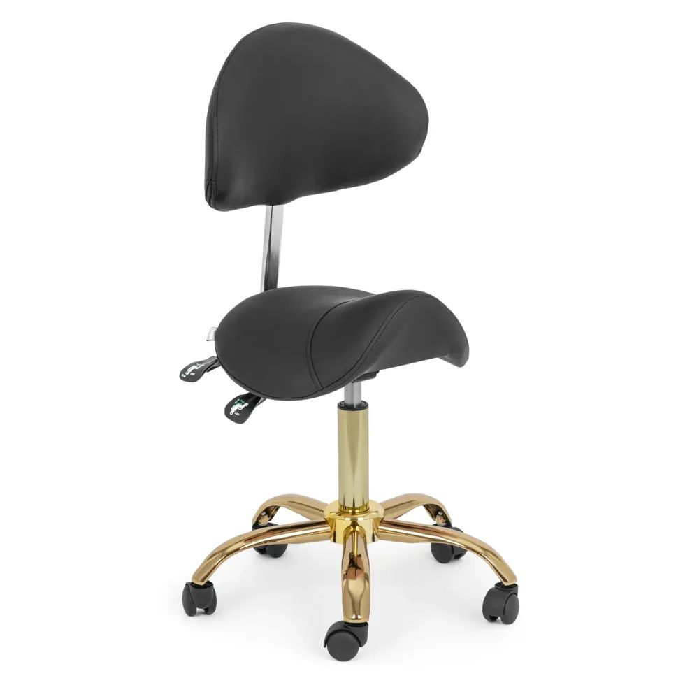 Siège selle 55 - 69 cm 150 kg VINYLE acier chromé mousse noir doré 14_0009940