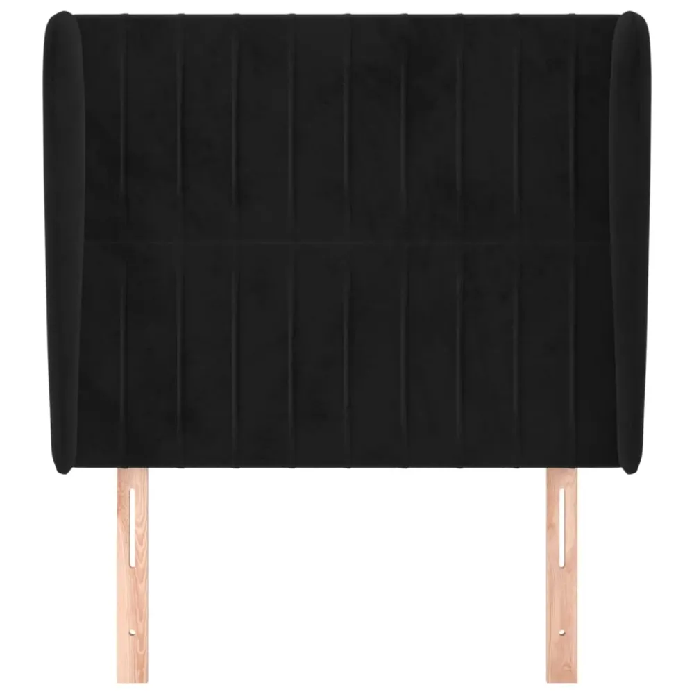 Tête de lit accessoire couchage chambre à coucher meuble avec rebord latéral 103 x 23 x 118/128 cm Tissu velours noir TDL0...