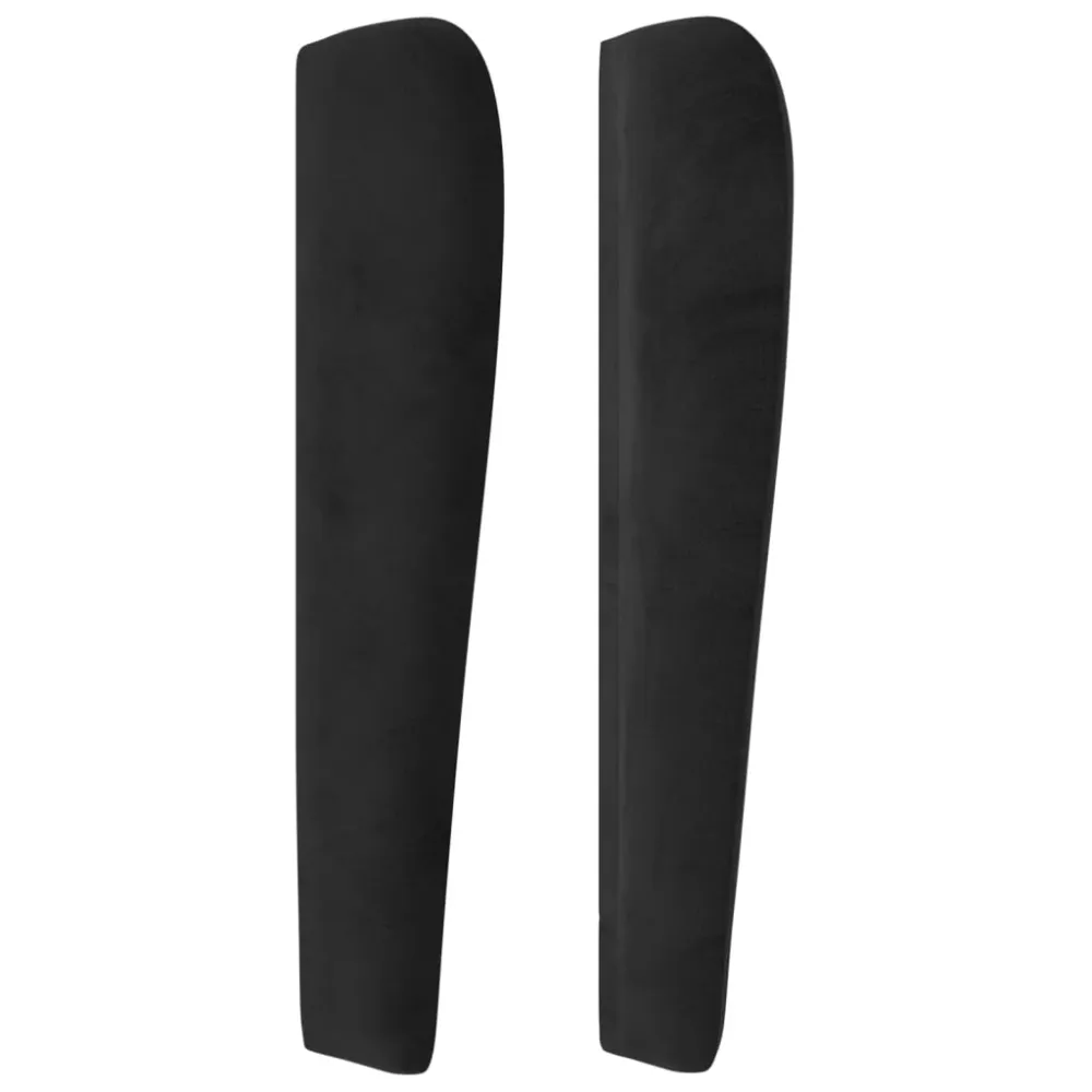 Tête de lit accessoire couchage chambre à coucher meuble avec rebord latéral 103 x 23 x 118/128 cm Tissu velours noir TDL0...