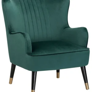 Wingback Chair VARBERG Panne Emerald Green