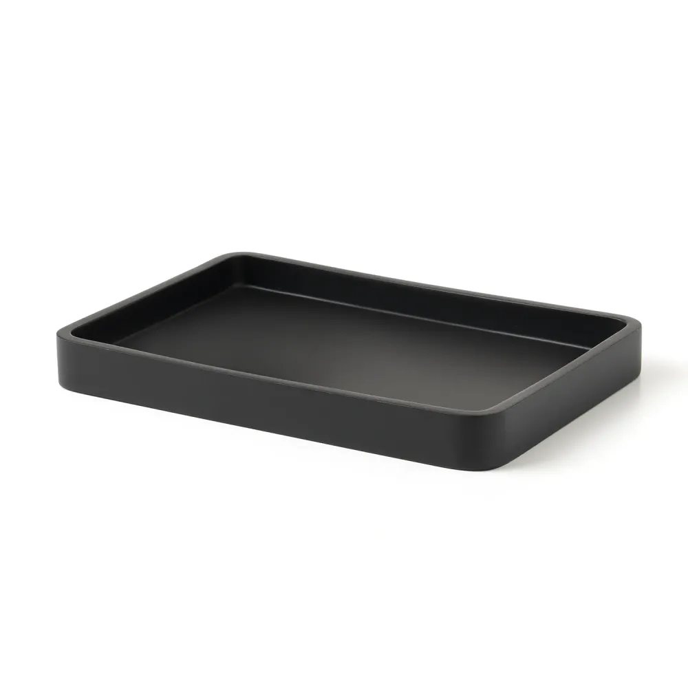 Garantie 2 Ans Plateau porte-objets en résine Gedy série Brenda - Noir Mat