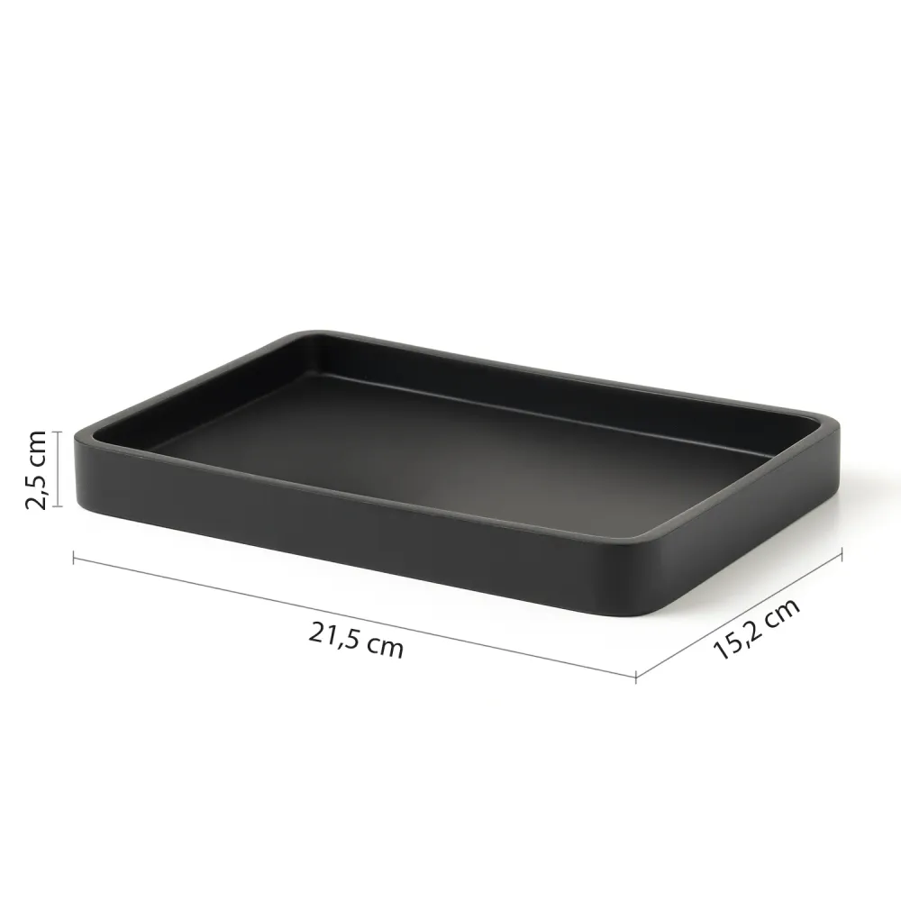 Garantie 2 Ans Plateau porte-objets en résine Gedy série Brenda - Noir Mat