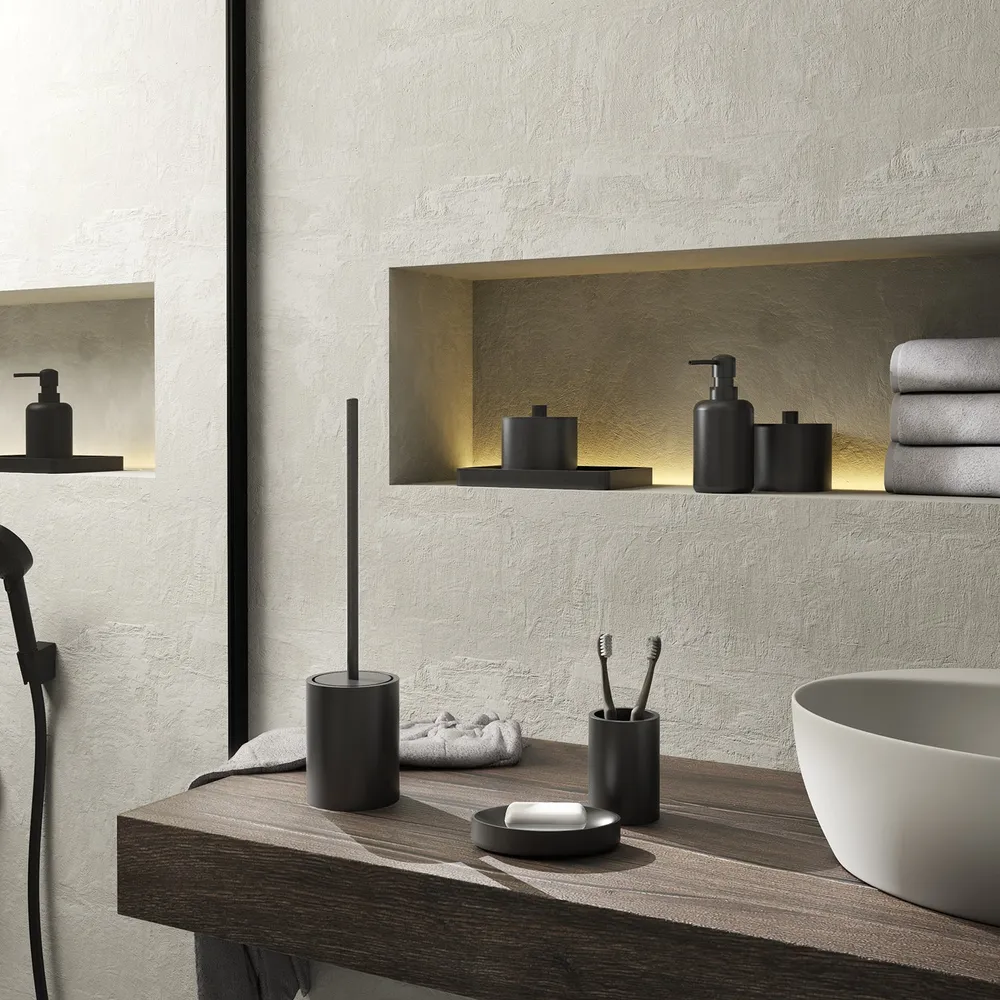 Garantie 2 Ans Plateau porte-objets en résine Gedy série Brenda - Noir Mat