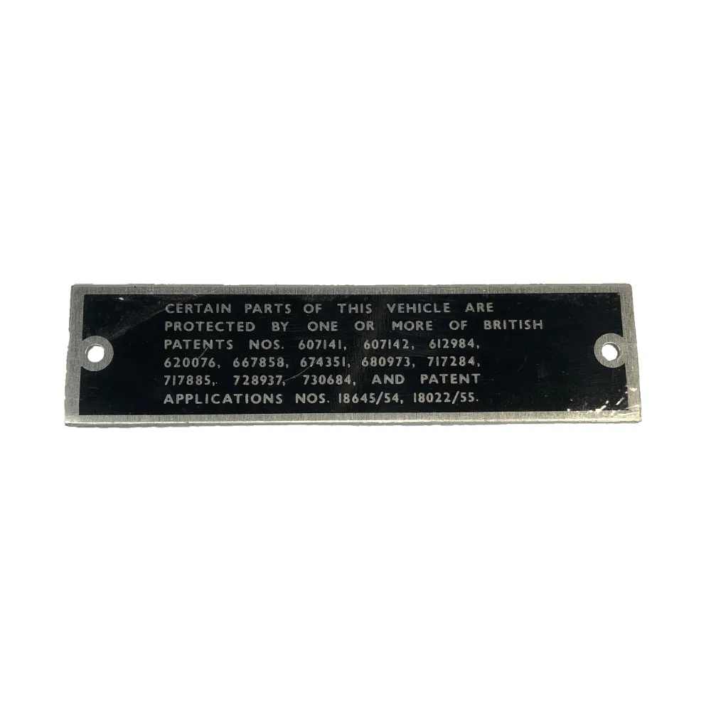 Table de travail PATENT NUMBERS PLATE