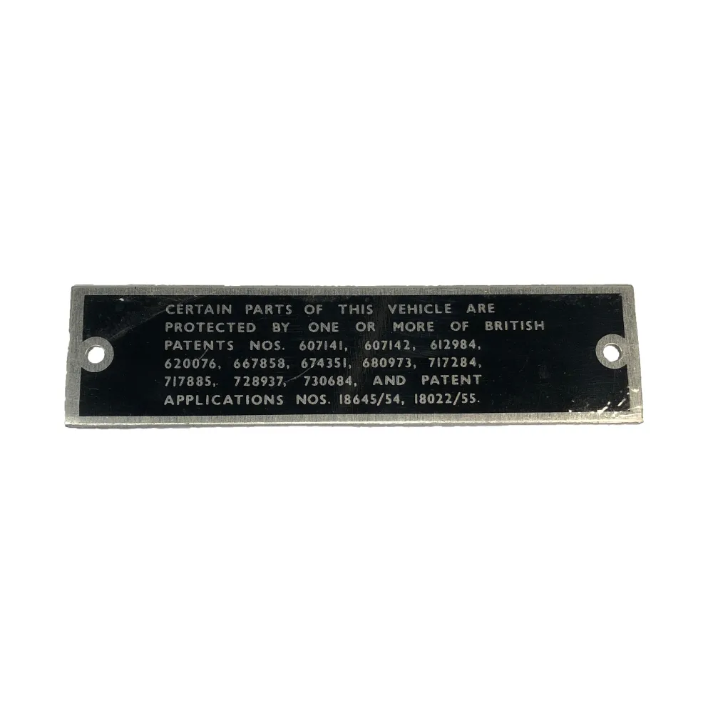 Table de travail PATENT NUMBERS PLATE