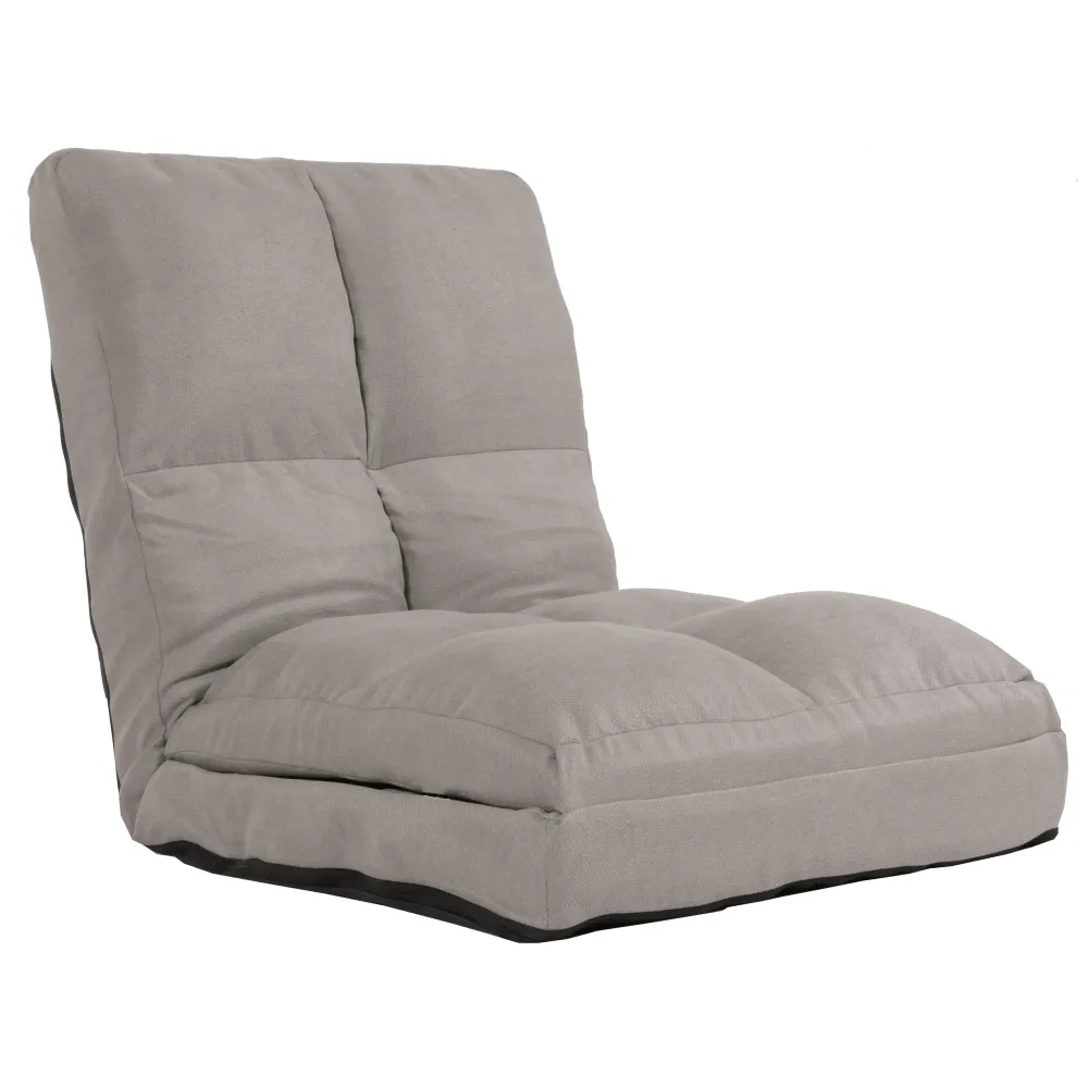 Fauteuil de sol pliant avec fonction lit cadre en acier revêtement en velours gris net 04_0006372