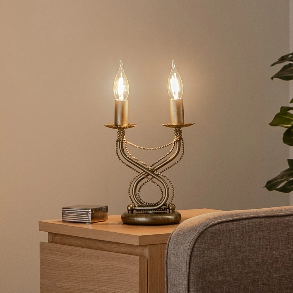 Lampe à poser Tori en forme de chandelier, doré