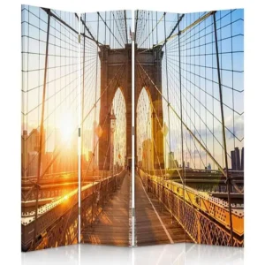 Paravent levier du soleil sur le pont 4 volets - 145 x 150 cm - 2 faces R° V° + rotation 360°