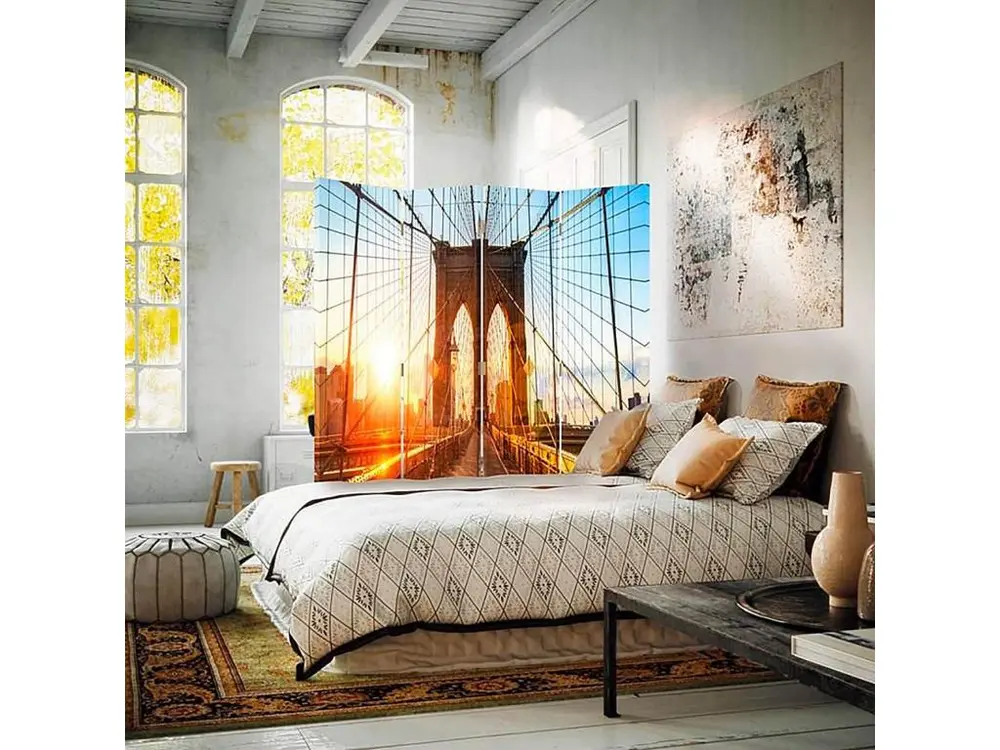 Paravent levier du soleil sur le pont 4 volets - 145 x 150 cm - 2 faces R° V° + rotation 360°