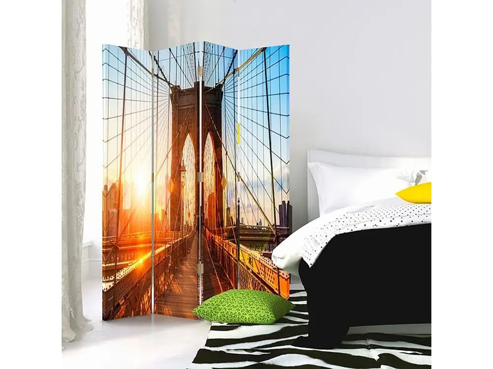 Paravent levier du soleil sur le pont 4 volets - 145 x 150 cm - 2 faces R° V° + rotation 360°