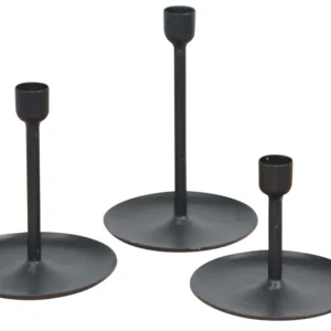 Set de 3 chandeliers en métal noir – Pour bougies longues (bougies non fournies) DEC050045