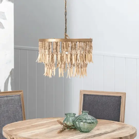 Tropical Light Chandelier En bois Beads