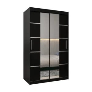 ARMOIRE VERONA 4 À PORTES COULISSANTES 200/120/62 2 portes (Noir/Noir) pour stockage extérieur