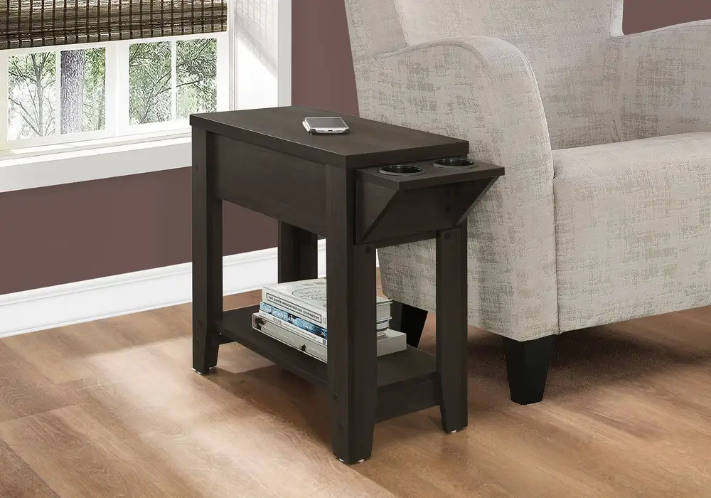 Couvre-selle imperméable Table D'Appoint - 23"H / Espresso Avec Porte Verre