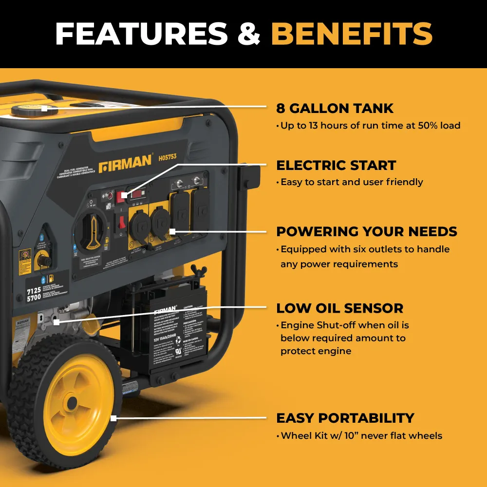 Dual Fuel Nomade Generator 5700W Electric Start 120/240V