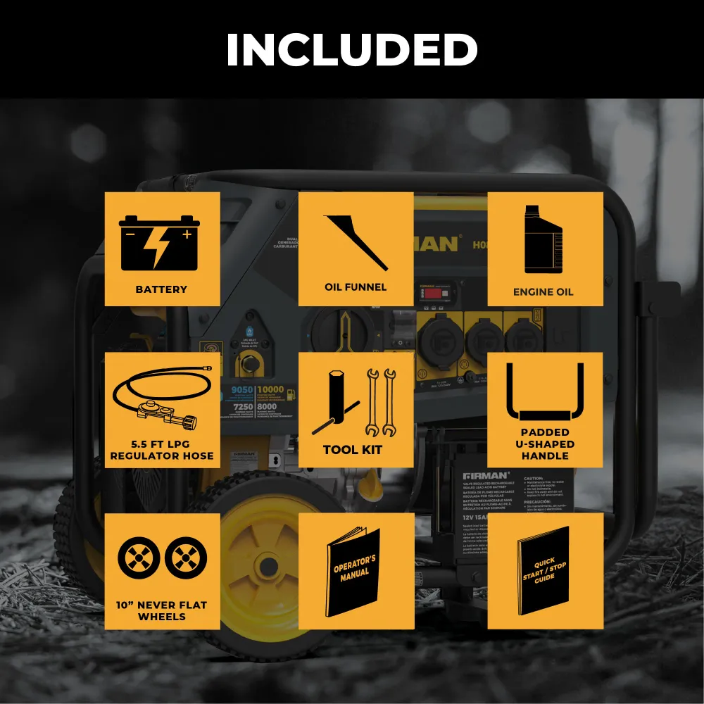 Duel Fuel Portable Generator 10000W Electric Start 120/240V CO alert