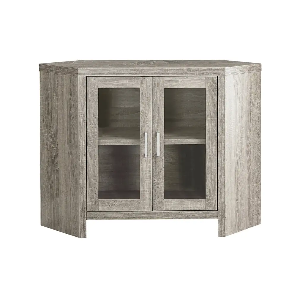 Meuble Tv - 42"L / En Coin Taupe Obscur Avec Portes VitréEs pour toutes saisons