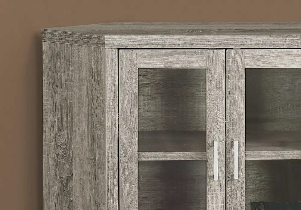 Meuble Tv - 42"L / En Coin Taupe Obscur Avec Portes VitréEs pour toutes saisons