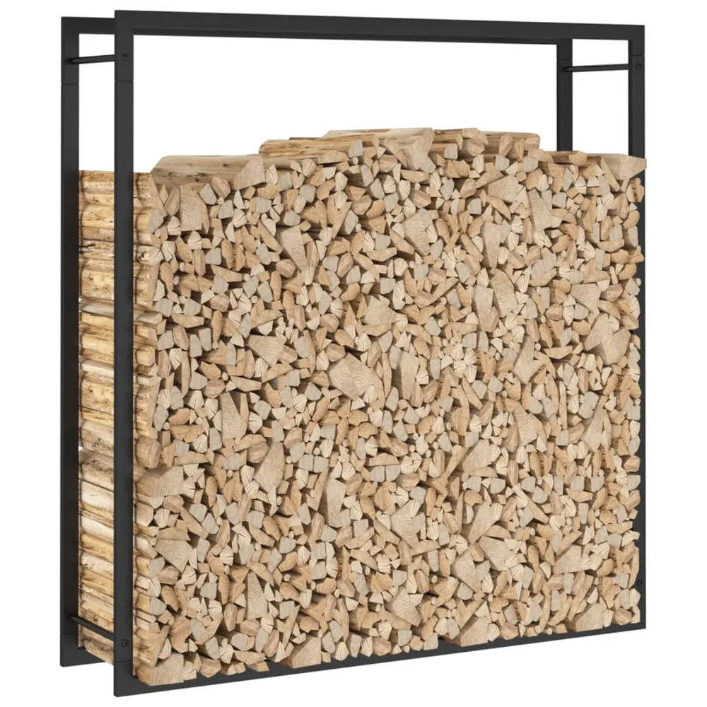 Portant de bois de chauffage mat 110 x 28 x 116 cm acier noir 02_0043745