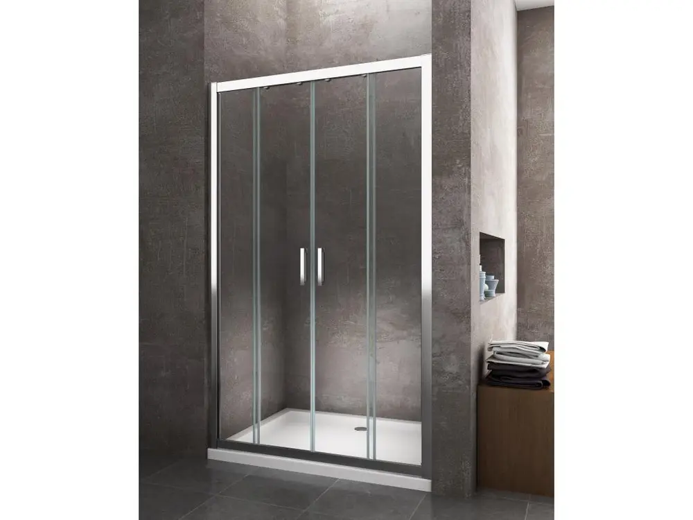 Porte de douche de 6 mm pour installation en niche avec quatre portes et ouverture centrale H.190 - 198-203 pour toutes sa...