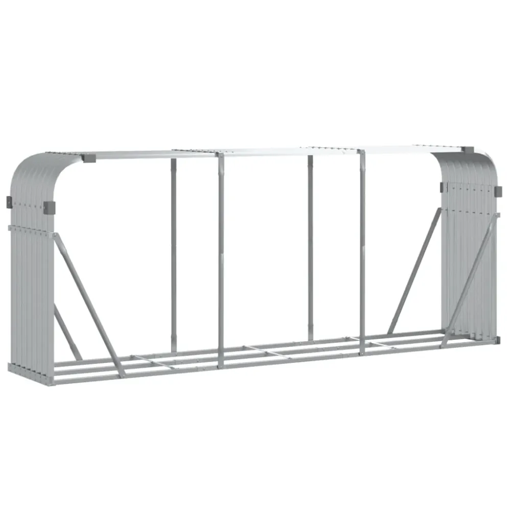 Porte-bûches argenté 234 x 45 x 100 cm acier galvanisé Argent 02_0043793